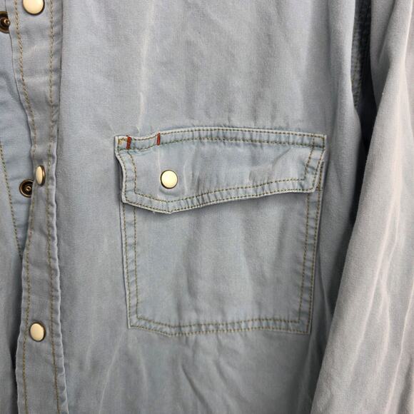 The Territory Ahead, Light Blue Cotton Pearl Snap Button-Up Shirt, Mens, XL - Picture 2 of 8